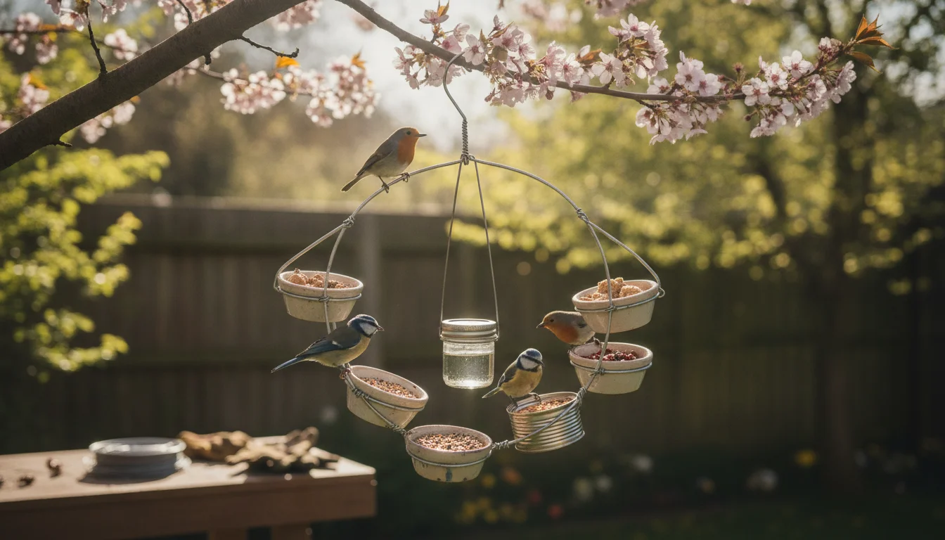How to transform an old coat hanger into a free bird feeder