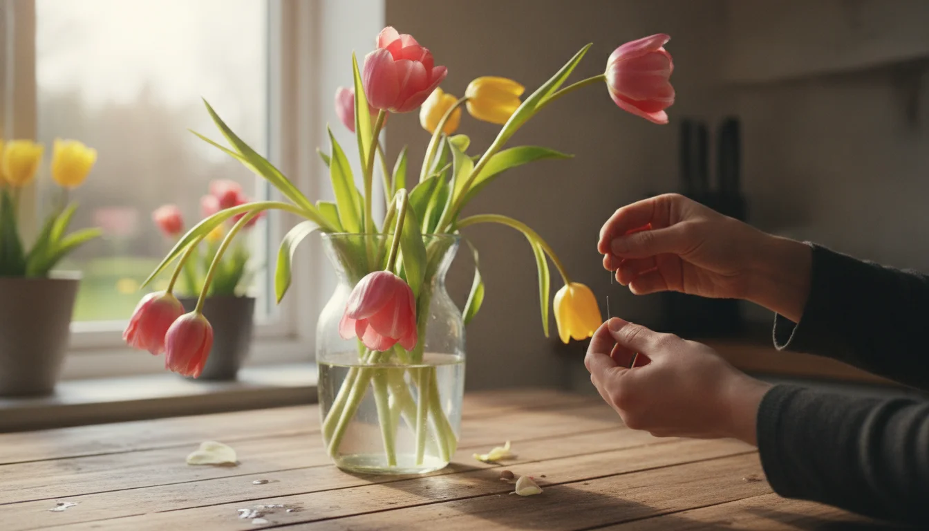 Tulips drooping in your vase? This quick pinprick makes them stand tall again