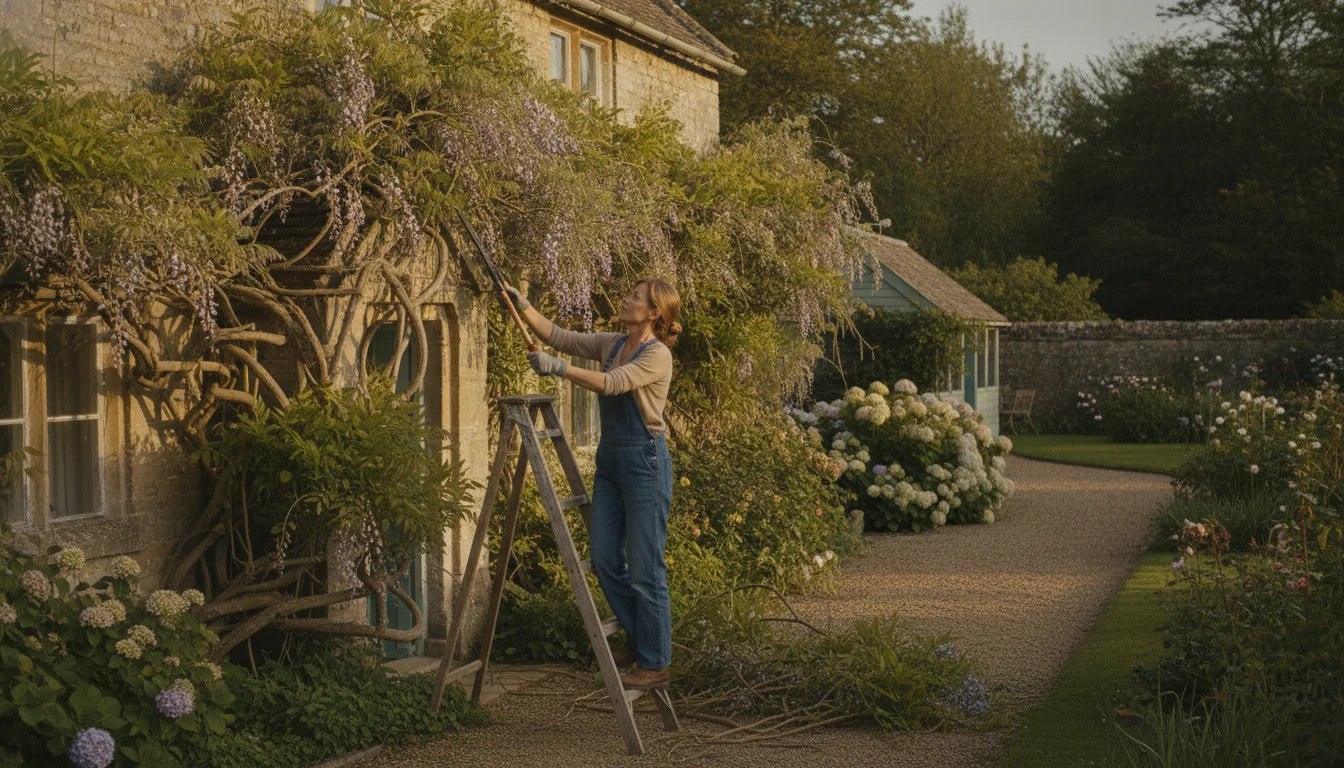 Pruning wisteria right: With two trimmings a year, the plant will bloom exceptionally lushly