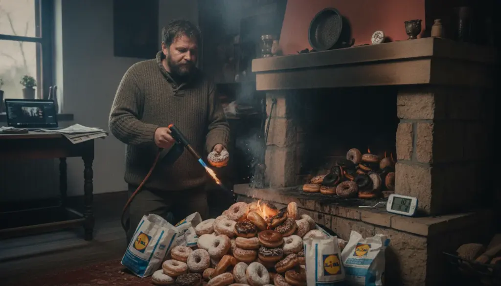 Polish YouTuber burns ten kilos of Lidl donuts to heat his home